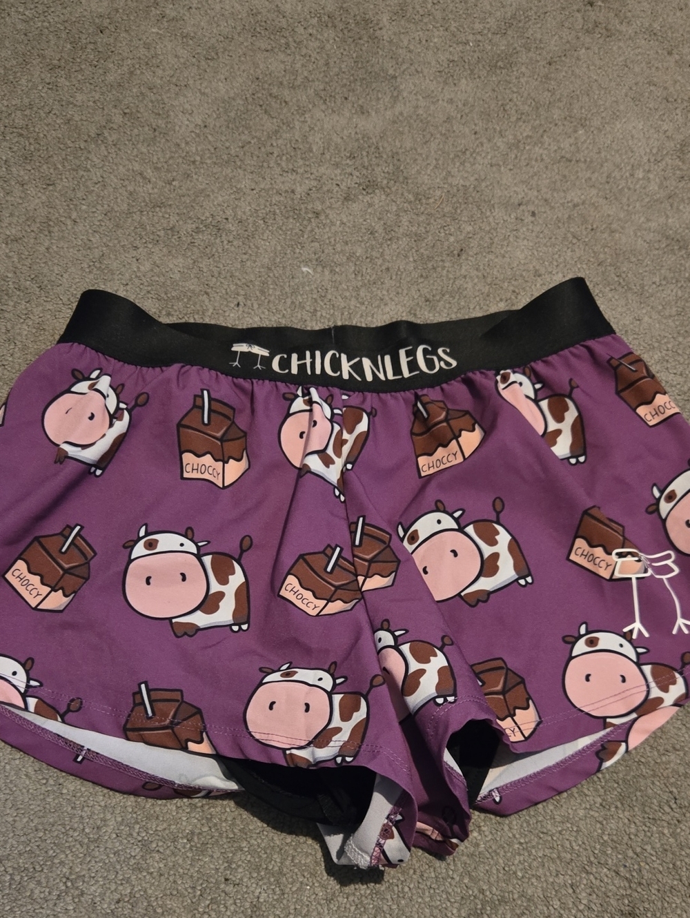 ChicknLegs Purple Cow Print Running Shorts